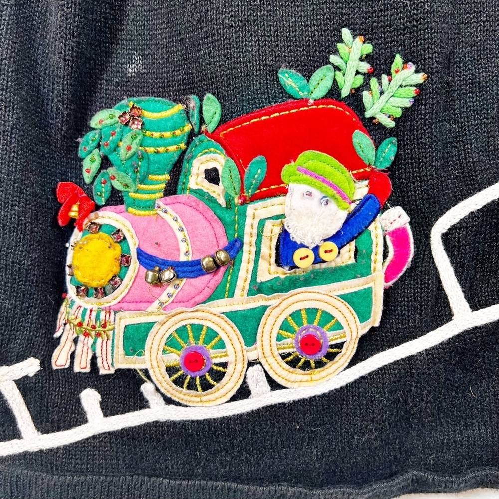 Vtg. Quacker Factory Christmas Cardigan Sweater 3X Knit 3D Embroidered Bauble - Picture 3 of 12